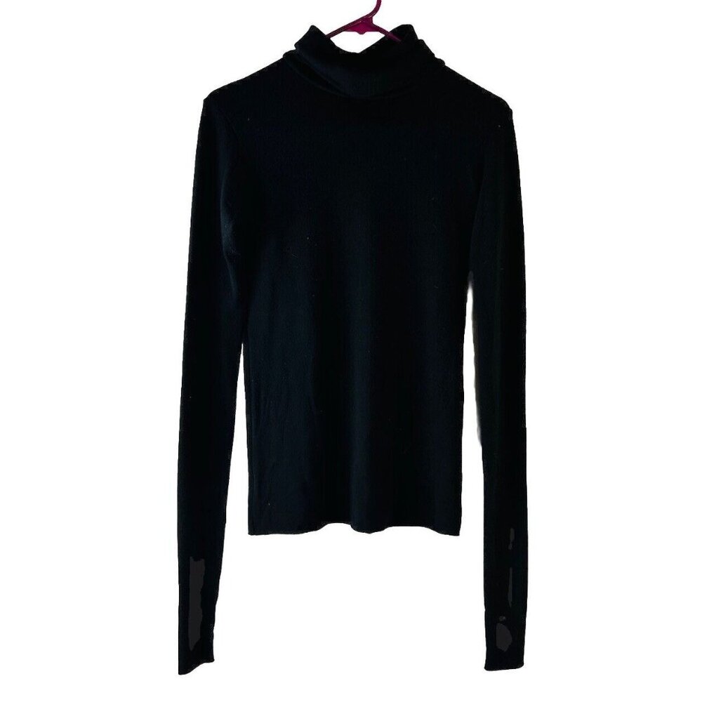 Aakasha Black Lightweight Wool Turtleneck Sweater Minimalist